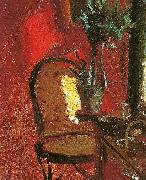 Anna Ancher, interior med stol og plante